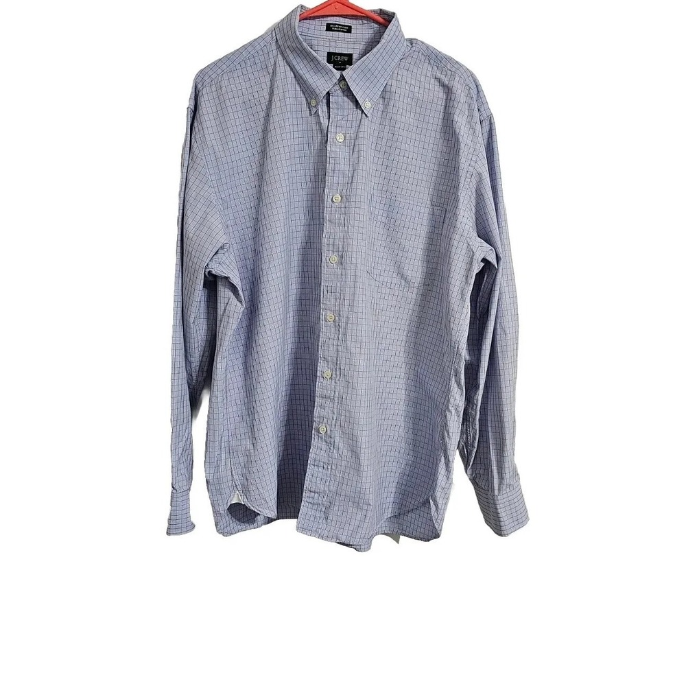 J.CREW Mens 2-Ply Button Down Shirt Extra Large 17-17 1/2‎ blue preppy office